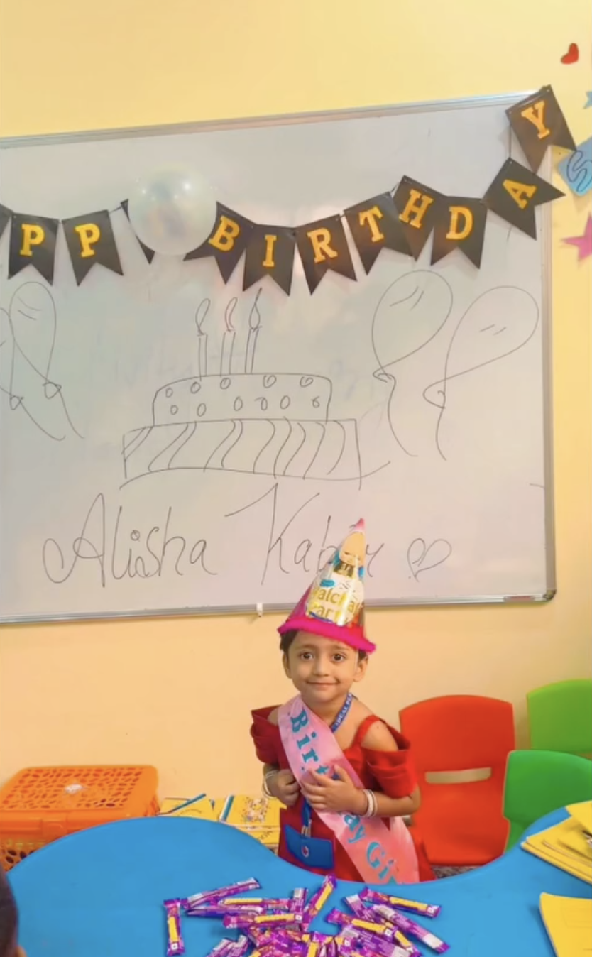 Birthday celebration in classroom